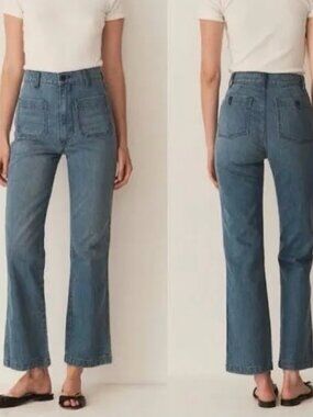 EUC Doen Maritime Jean Sailor Pant High Rise Wide Leg Denim Jeans size 25